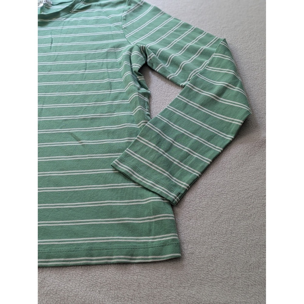 Lake Striped Shirt Womens Lg Green White Scoop Neck 3/4 Raglan Sleeve Jersey Top - Picture 3 of 9